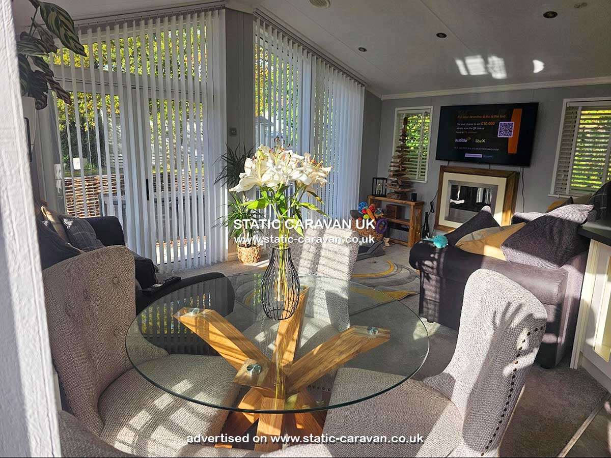 Caravan for hire 360 Seabreeze at Shorefield Country Park, Milford on Sea, Hampshire